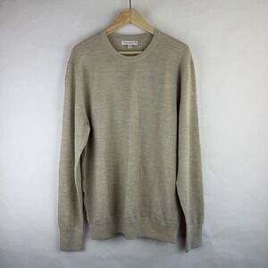 Banana Republic Mens Sweater Size Large TALL Beige Extra Fine Merino Wool NWOT